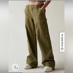 NWT Pac Sun Low Rise Puddle Size XS Loden Green Baggy Wide Leg